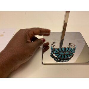 NATIVE AMERICAN 925 STERLING SILVER SLEEPING BEAUTY CUFF BRACELET SIGNED 6.5”